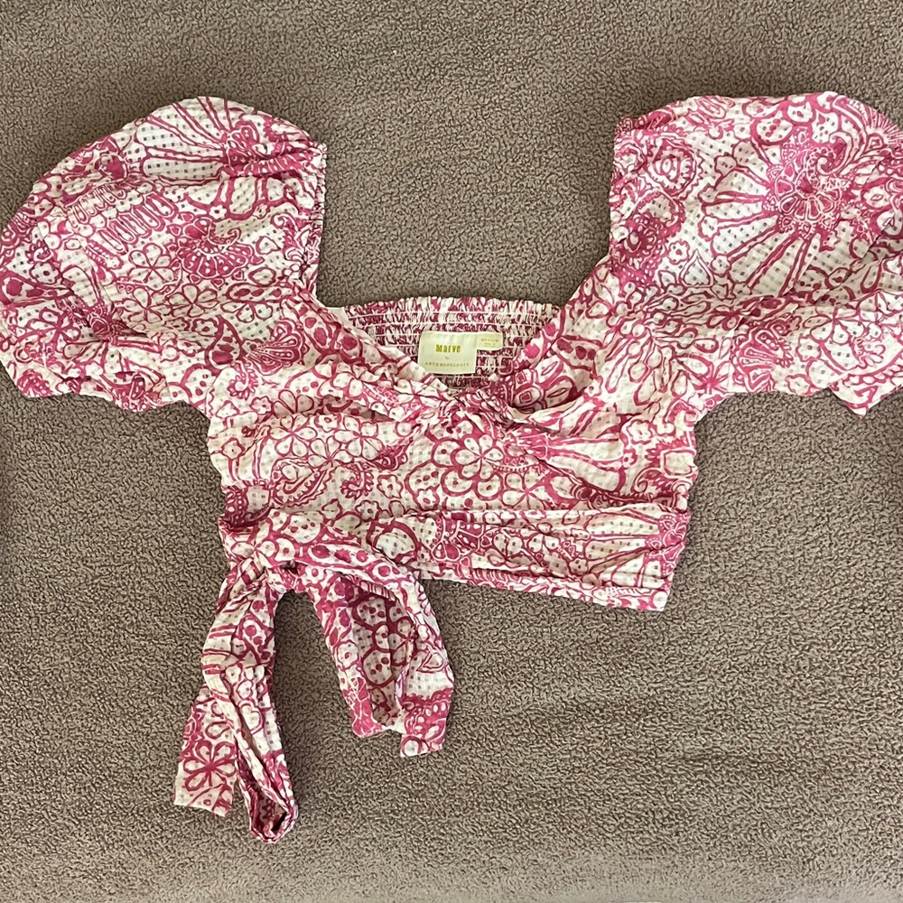 Maeve Pink Floral Crop Top